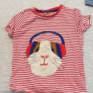 Mini Boden Red and Blue Short Sleeve Tee with Animal Design
